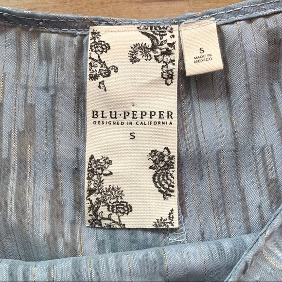 Blu Pepper Women’s Light Blue Button Back Peplum Top - Picture 12 of 16